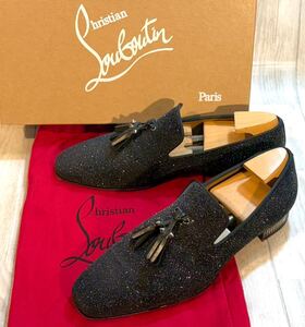 Christian Louboutin クリスチャン ルブタン◆27cm 42◆タッセルローファー 革靴 スリッポン ドレスシューズ グリッター 靴 ITALY製 メンズ