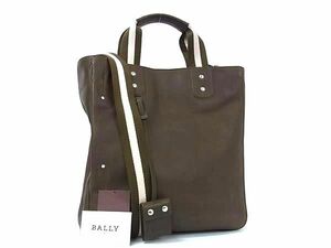 1円 BALLY バリー レザー 2WAY クロスボディ ショルダー ハンドバッグ トート メンズ レディース ブラウン系 BL0744