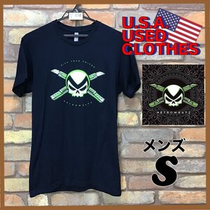 SD4-858★USA古着★入手困難・企業物【METROWRAPZ】スカル＆カッター 半袖 Tシャツ【メンズ S/レディース M】黒 チューニング カスタムカー