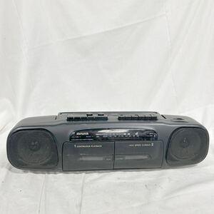 skay-637 ▲ ジャンク品 aiwa アイワ ラジカセ オーディオ機器 ブラック 本体のみ コード欠品 通電未確認