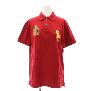 ポロ ラルフローレン POLO RALPH LAUREN エンブレム刺繍ポロシャツ 半袖 S 赤 レッド /SY ■OS レディース