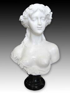 天然大理石彫刻 ヴィーナスの胸像 高さ約55cm 店舗展示品 Bust of natural marble sculpture Venus オブジェ 置物