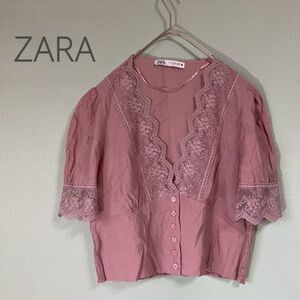 ◎ZARA ザラ シャツカーディガン カーディガン オーバーシャツ ピンク レディース Mサイズ