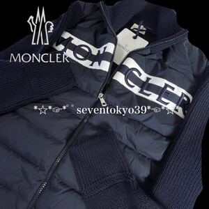 新入荷 本物 新品 43488125 MONCLER モンクレール/サイズL 大人気 スタンドカラー ウールニット×フルジップダウンジャケット 刺繍ロゴ 