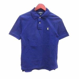 ポロ ラルフローレン POLO RALPH LAUREN ポロシャツ 鹿の子 ロゴ刺しゅう 半袖 M 紫 パープル /YK レディース