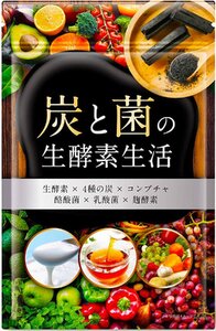 炭と菌の生酵素生活 生酵素 コンブチャ 4種の炭 1日1粒 30日分 酪酸菌 麹酵素 乳酸菌 不足がちな栄養素を補う