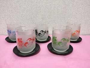 【昭和レトロ】ガラス　コップ　りす柄　冷茶　茶托付き　