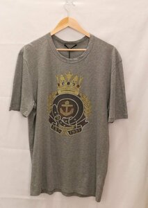 【中古美品】GUCCI グッチ コットン Tシャツ 半袖 カットソー X3C12 サイズL Dead Stock グレー トップス メンズ ファッション【漂亮】