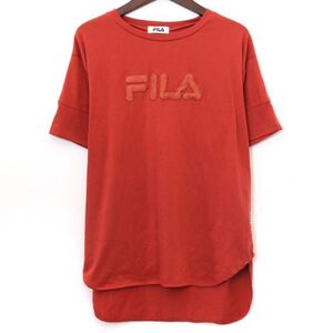 フィラ 半袖Ｔシャツ ワンポイントロゴ ラウンドネック トップス レディース Mサイズ レッド FILA