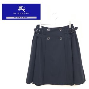 1N1376-R◆BURBERRY BLUE LABEL バーバリーブルーレーベル カシュクールデザイン膝丈スカート◆サイズ36 レディース 婦人 ブラック