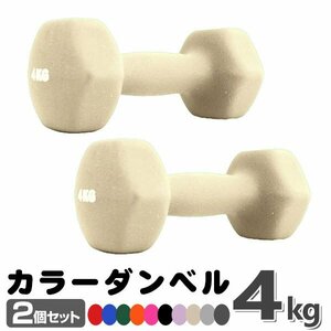 未使用 ダンベル 4kg 2個セットカラーダンベル 鉄アレイ ダンベル コンパクト おしゃれ かわいい カラフルダンベル エクササイズ 筋トレ