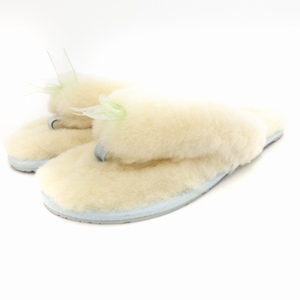 アグ オーストラリア UGG australia 美品 Fluff Flip Flop トングサンダル ファー 24cm 白 ホワイト 水色 ライトブルー 1003510 /HD