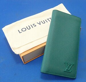 ◎LOUIS VUITTON　ルイ ヴィトン　ポルトフォイユ・ブラザ　アエログラム　グリーン　M82279　イニシャル刻印あり　長財布