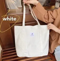 【送料無料】レディース 韓国 キャンバスバッグ トート シンプル 白色