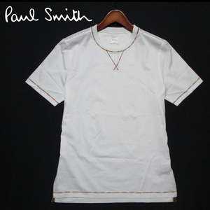 未使用 【ポールスミス】 定価1.3万　マルチカラーライン　半袖Tシャツ　コットン　クルーネック　ホワイト　Paul Smith　ジョイックス