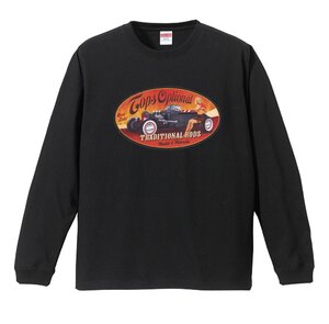 ホットロッド系 ロングTシャツ リブ付 A9 黒 ブラック (S/M/L/XL) ロンT 長袖 アメカジ レトロ マッスル フォード ドラッグレース