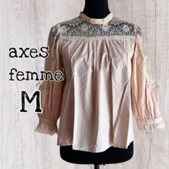 axes femme トップス 肩レースブラウス ５部袖 Mサイズ / USED