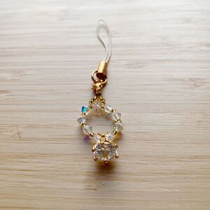 ストラップ チャーム 指輪風 キラキラ ダイヤ風 約8.5×幅1.8cm ハンドメイド お姫様 女の子 cellphone charm Glitter Diamond style