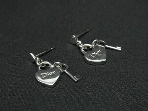 1円 ■美品■ ChristianDior クリスチャンディオール ハートモチーフ ピアス アクセサリー レディース シルバー系 FD6219