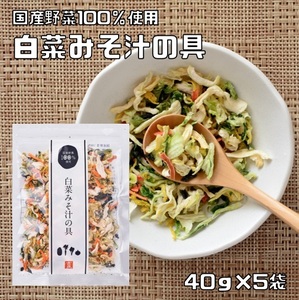 白菜みそ汁の具 40g×5袋 国産 乾燥野菜 干し野菜 国内産 乾物 便利野菜 備蓄 非常食 味噌汁の具 簡便野菜 ハクサイ