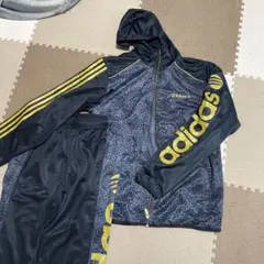 【美品】adidas フード付ジャージ ジャケット,パンツセットアップ O