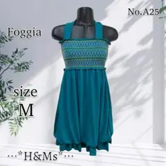 美品 Foggia フォッジア トップス チュニック リボン ゴム グリーン M