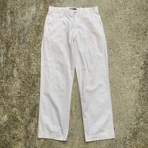 【W32】Polo Ralph Lauren ノータック コットンパンツ ホワイト 無地■ビンテージ オールド アメリカ古着 ポロラルフローレン 白パン