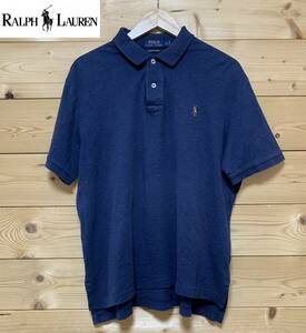 24時間以内発送★入手困難品★美中古・ POLO RALPH LAUREN（ラルフローレン）★ポロシャツ（PIMA SOFT TOUCH）マルチロゴ NAVY サイズL