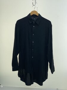 Ground Y◆18SS/アシンメトリーデザイン/長袖シャツ/ロング丈/3/ウール/BLK/GK-B08-805