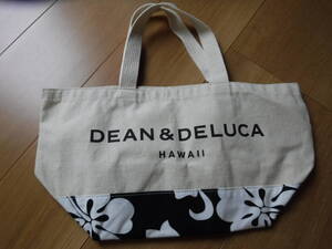 税不要特価 新品 正規品!DEAN＆DELUCA ディーン＆デルーカ ハワイ限定 花柄 ハイビスカス柄 大きめロゴ トートバッグ♪エコバッグ⑥