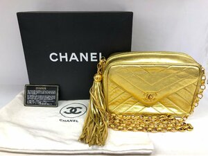 送料無料 極美品 ショルダーバッグ CHANEL シャネル Vステッチ シェブロン ココマーク フリンジ チェーン 2558926 ヴィンテージ 付属品あり