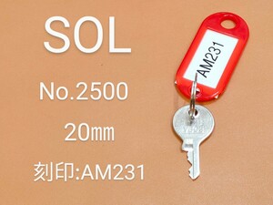 SOL、南京錠、合鍵1本【AM231】 同一キー、ソル、No.2500-20mm、AM231番、ネコポス便匿名無料配送、sol、カギ