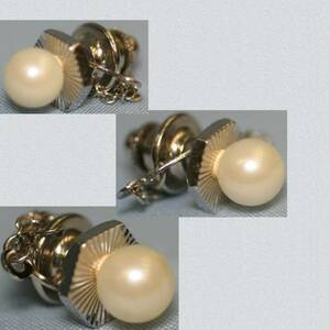 直径8mmの真珠のタイタックケース付き本物美品　○B9-126-13 