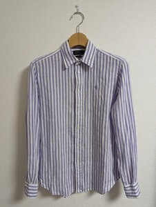 美品　POLO RALPH LAUREN　ポロラルフローレン　シャツ　リネン　麻　RELAXED FIT　パープル　ストライプ　長袖