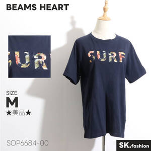 ★美品★ BEAMS HEART　Tシャツ　半袖　刺繍　花柄　コットン100％