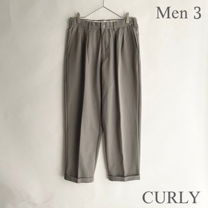 CURLY 日本製 カーリー 2タック テーパード パンツ コットン×ナイロン ストレッチ スラックスパンツ トラウザーズ グレー size 3 sk