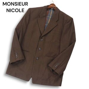 希少 初期★ MONSIEUR NICOLE ムッシュ ニコル ユキオコバヤシ 秋冬 ウール ツイード テーラード ジャケット Sz.M　メンズ　I4T03684_B#N