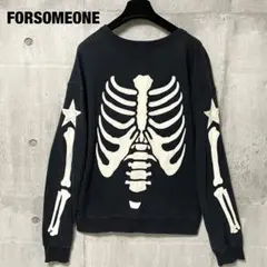 FORSOMEONE BONE SWEAT レザースカルパッチ 羊革 XL 黒