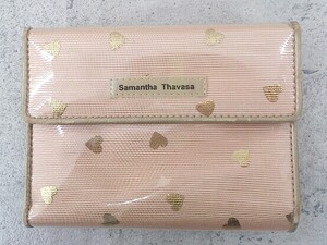 ◇ Samantha Thavasa サマンサ タバサ ハート柄 三つ折り 財布 ウォレット オレンジ系 *