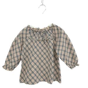 ◆BURBERRY LONDON バーバリーロンドン ブラウス サイズ:120◆BE387-806 ベージュ 綿 キッズ トップス 子供服 フリル 長袖