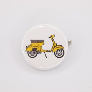 Button badge 25mm Scooter yellow 缶バッジ スクーター Vespa Lambretta ベスパ ランブレッタ 50S 100 et3 GTR RALLY PX200E 160GS