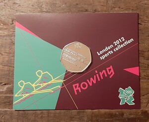 2012年 ロンドン オリンピック 50ペンス Rowing デザインエリザベス女王 ブリティッシュ コイン 2011年Fifty pence (United Kingdom)