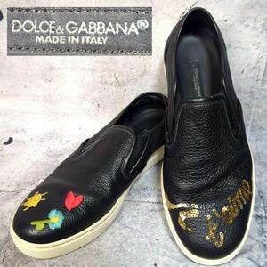 Dolce＆Gabbana ドルガバ レザースリッポン 刺繍スパンコール　je t