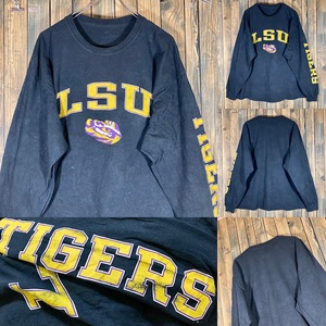 LSUタイガース 汚れあり ブラック レイカーズカラー ビックサイズ アメリカ輸入/ビンテージ/ロンT/LONG SLEEVE/L-S/古着/古着卸