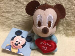 紙タグ付き　DISNEY baby　ベビーミッキー　バースデーマスコット『 7月15日 』 送料260円　キーホルダー　ボールチェーン付きぬいぐるみ