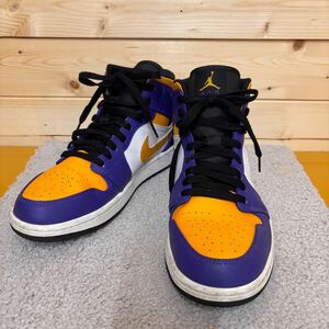 (22) NIKE エアジョーダン 1 AIR JORDAN 1 MID LAKERS パープル PURPLE 紫 DQ8426-517 ハイカットスニーカー 27cm 