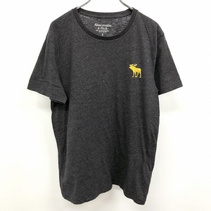 Abercrombie＆Fitch アバクロンビーアンドフィッチ S メンズ Tシャツ カットソー ビッグムースの刺繍 半袖 綿×ポリ 杢チャコールグレー