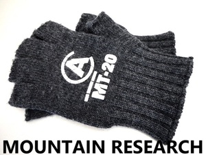 Mountain Research：マウンテンリサーチ/MTR 3423/Gloves/MT-20 ロゴプリント フィンガーレス ウール グローブ/手袋/チャコールグレー