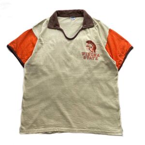 70s USA製 Champion Vintage College Tee チャンピオン Tシャツ ヴィンテージ ビンテージ カレッジ バータグ ランタグ 染み込み 2トーン