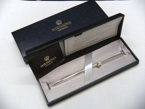 ★ミキモト/MIKIMOTO ボールペン/シルバー色/パール付/ケース付/筆記用具/文房具/美品★